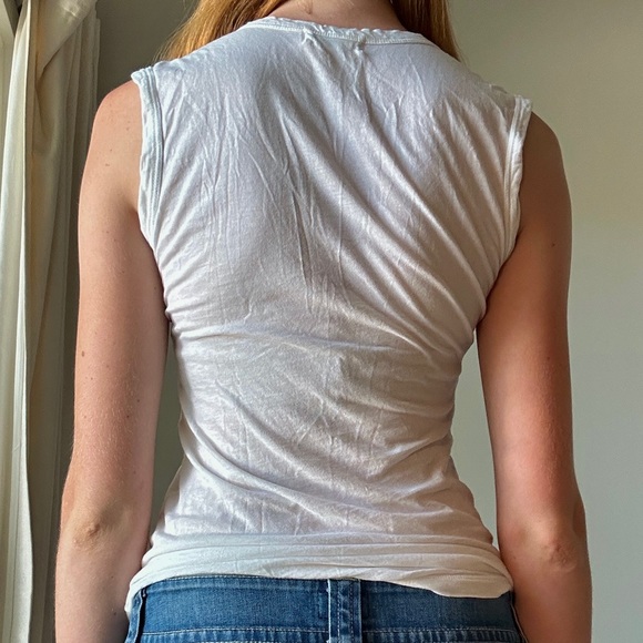 Velvet Fitted White Tank Top - Picture 2 of 4